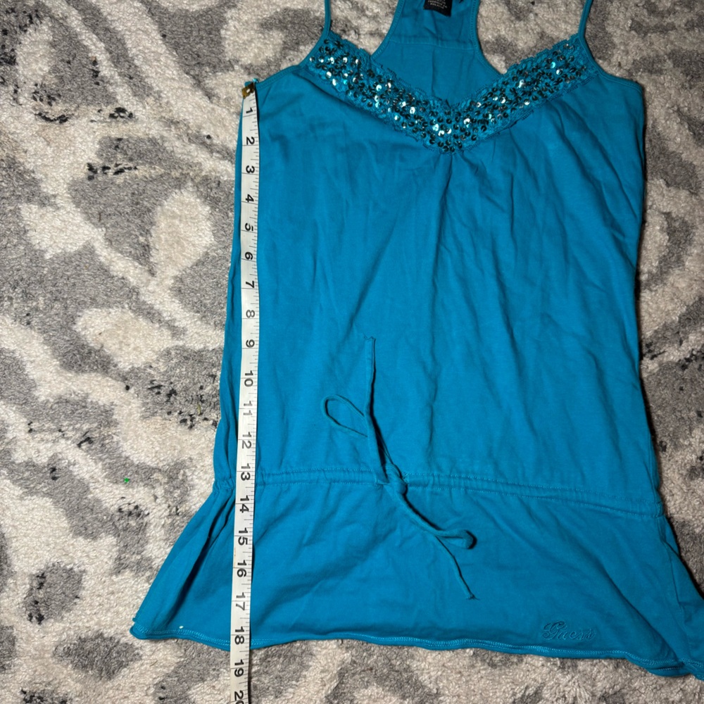 Y2K vintage Guess Jeans blue sequin tank top with cinch tie 🪩 - Picture 7 of 7